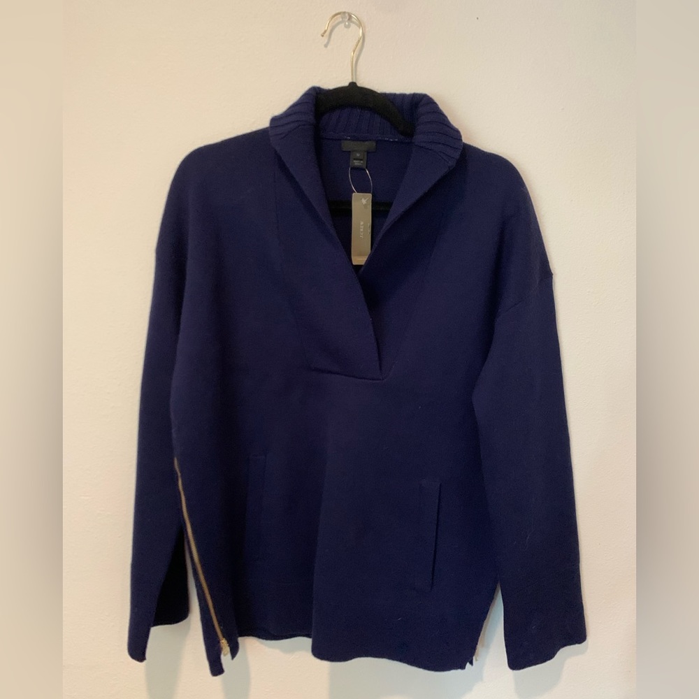 J.Crew Navy Sweater - Side Zipper Details NWT